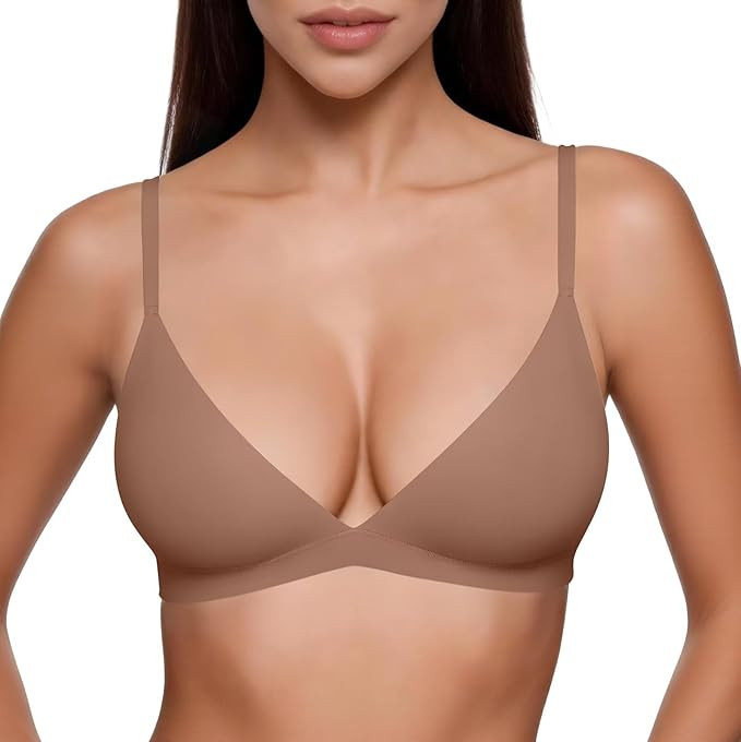 Vertvie Womens Wireless Triangle Bralette Plunge Unlined Seamless Bras No Underwire Sexy Comforta... | Amazon (US)