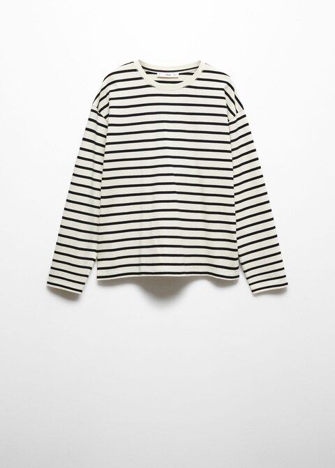 Striped round-neck sweatshirt -  Women | Mango USA | MANGO (US)