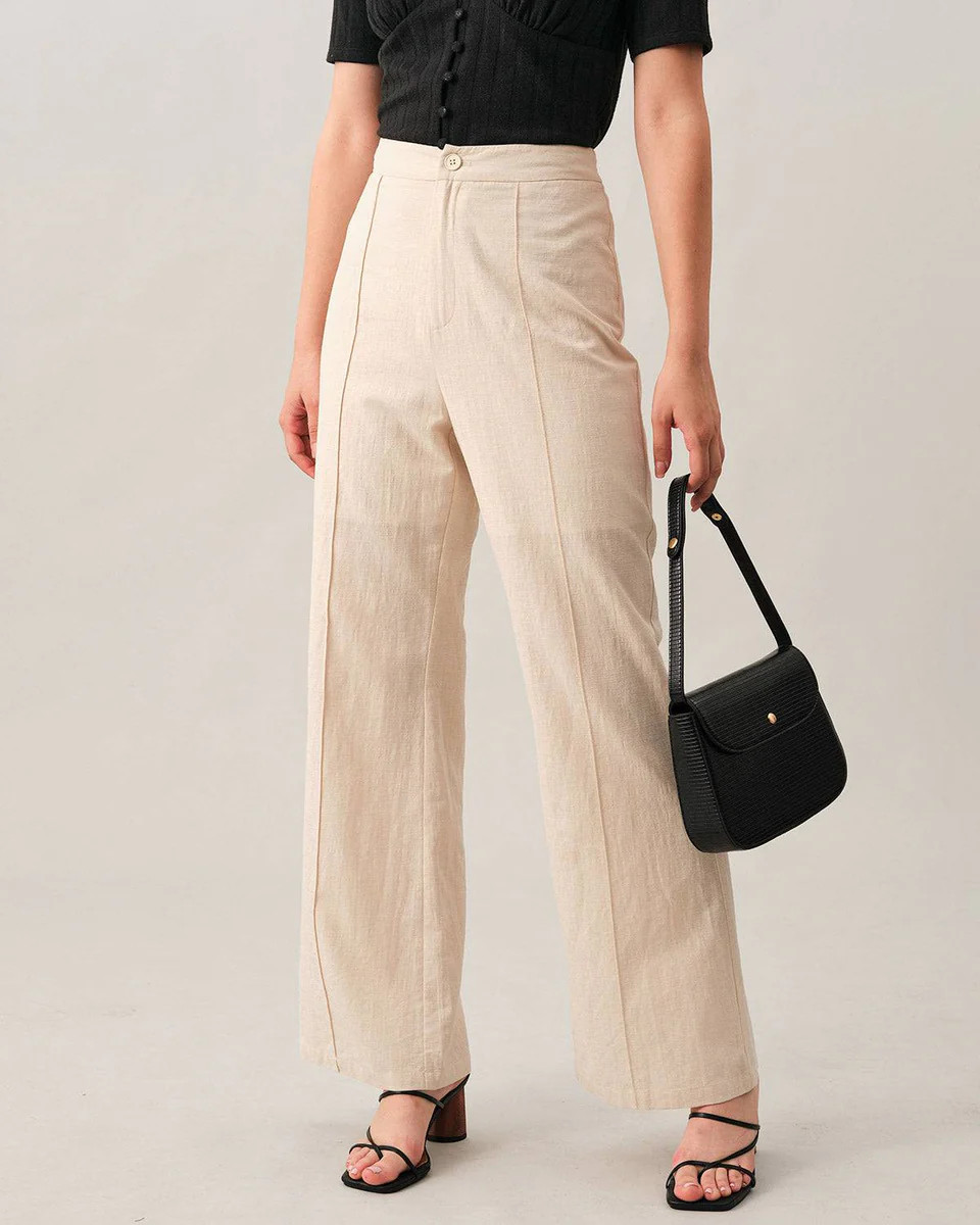 The High Waist Flare Leg Pants & Reviews - Beige - Bottoms | RIHOAS | rihoas.com