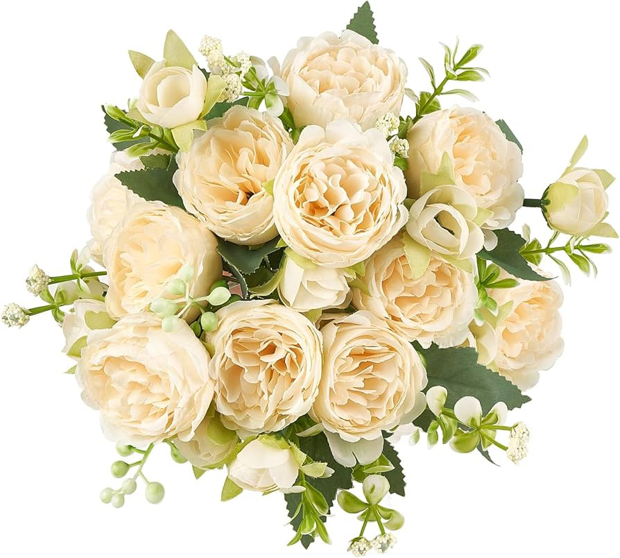 Mkono Peonies Artificial Flowers, Small Silk Flowers for Home Decor Indoor 2 Bundles Fake Bouquet... | Amazon (US)
