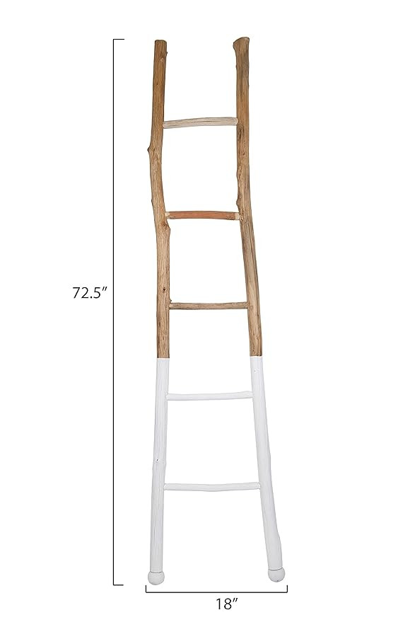 Creative Co-op Dipped Decorative Wood Ladder, White | Amazon (US)
