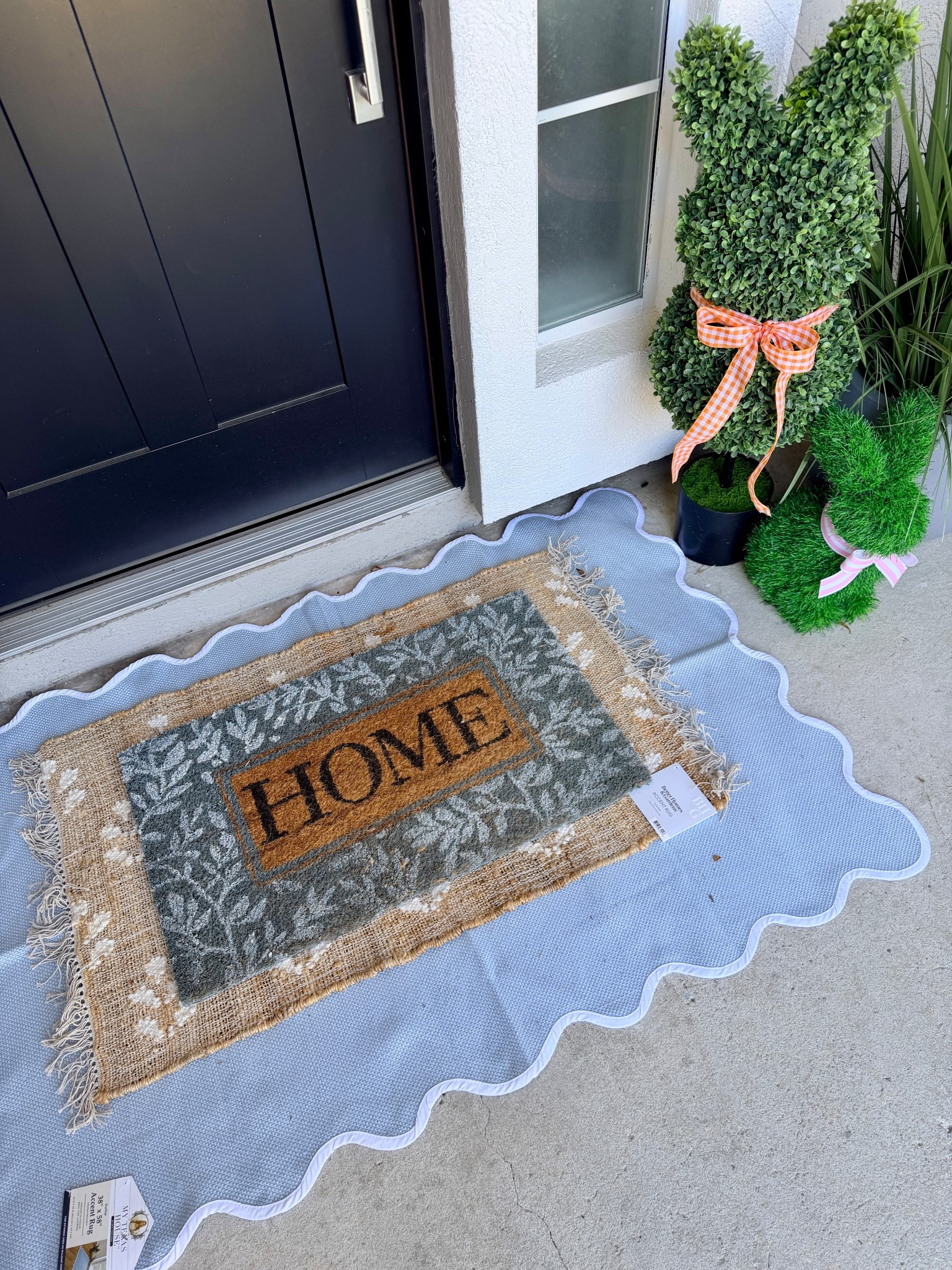 Spring porch refresh, but make it layered 🤍🌿

Loving this Walmart rug combo—scalloped base + neutral “HOME” layer = instant cozy curb appeal. Such an easy (and affordable) way to elevate your entry!

Still waiting on one more rug to compare… but she’s already a front runner 👀✨

#WalmartHome #FrontPorchDecor #SpringRefresh #AffordableFinds 

#LTKHome #LTKmomlife #LTKSeasonal #LTKHome