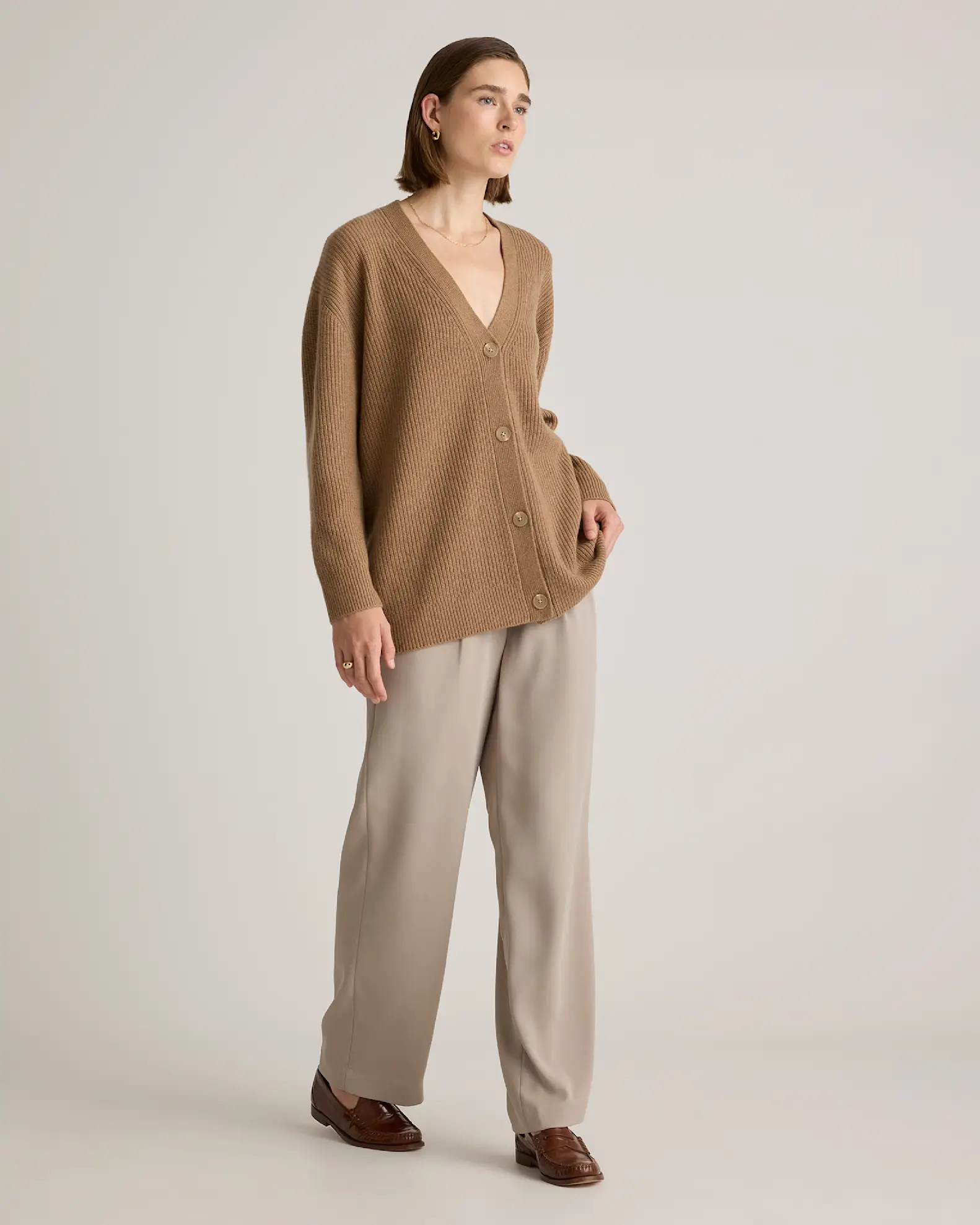 Mongolian Cashmere Oversized Boyfriend Cardigan Sweater | Quince