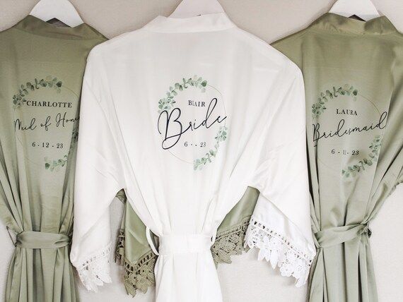 Personalised Bridesmaid Robes, Lace Bridal Robe, Personalised Bridesmaid Gifts, Wedding Dressing ... | Etsy (US)