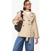Womens Short Belted Trench Coat - Beige - 4 | boohoo (US & Canada)