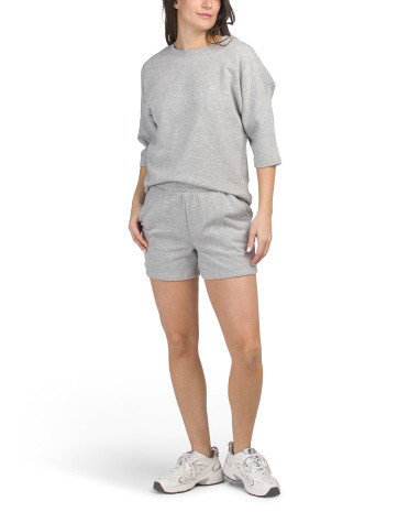 2pc Scuba Short Sleeve T-Shirt And Shorts Fleece Set for Women | Polyester/Spandex/Rayon | Marshalls