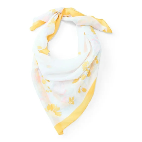 Time and Tru Women's Floral Print Square Scarf with Sheer Lightweight Design - Walmart.com | Walmart (US)