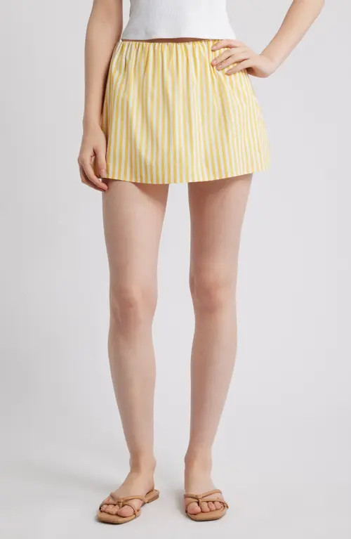 Solid & Striped The Brinley Stripe Stretch Cotton Poplin Miniskirt in Lemon Drop X Brule at Nordstrom, Size Medium | Nordstrom