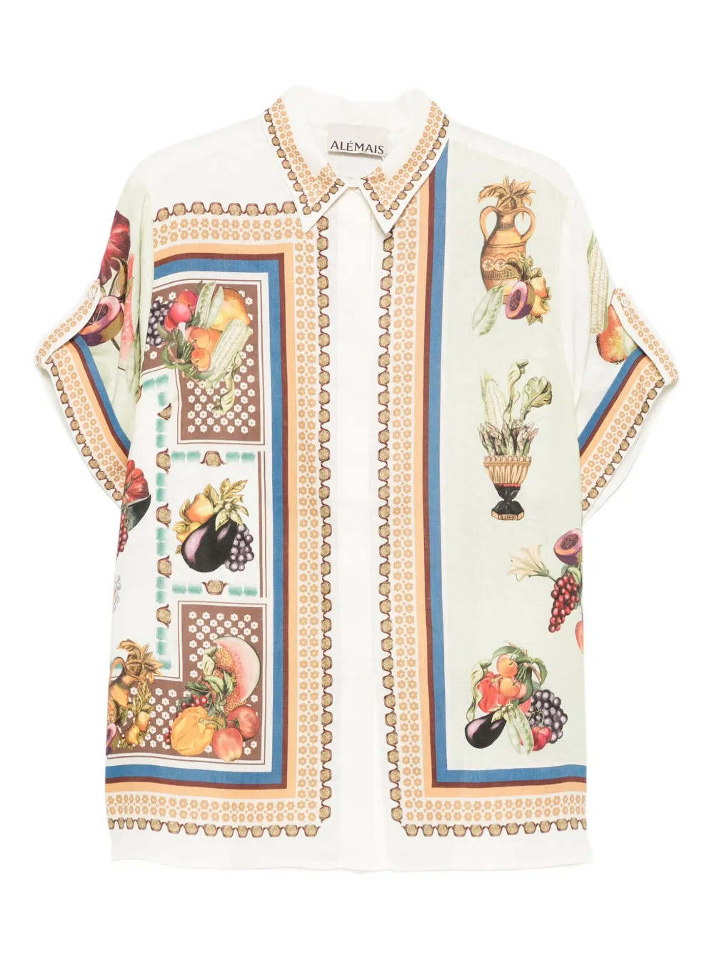 ALEMAIS Mercado fruit-print short-sleeve shirt - White | Farfetch Global