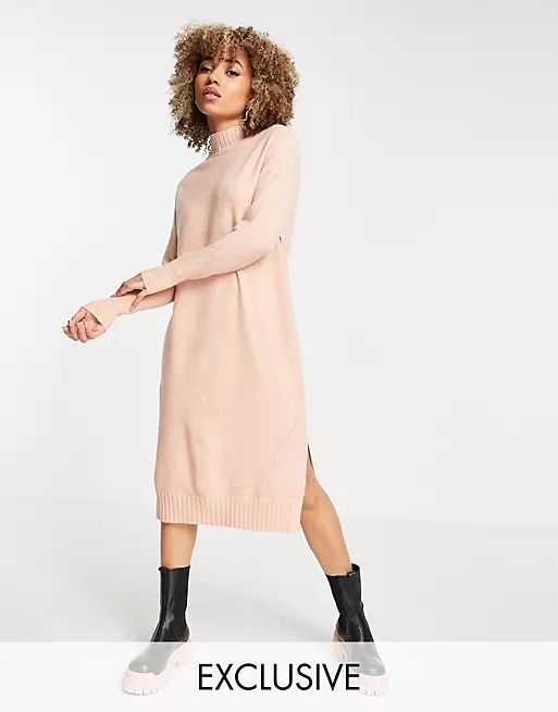M Lounge midi sweater dress with high neck and rib hem in pastel knit | ASOS | ASOS (Global)