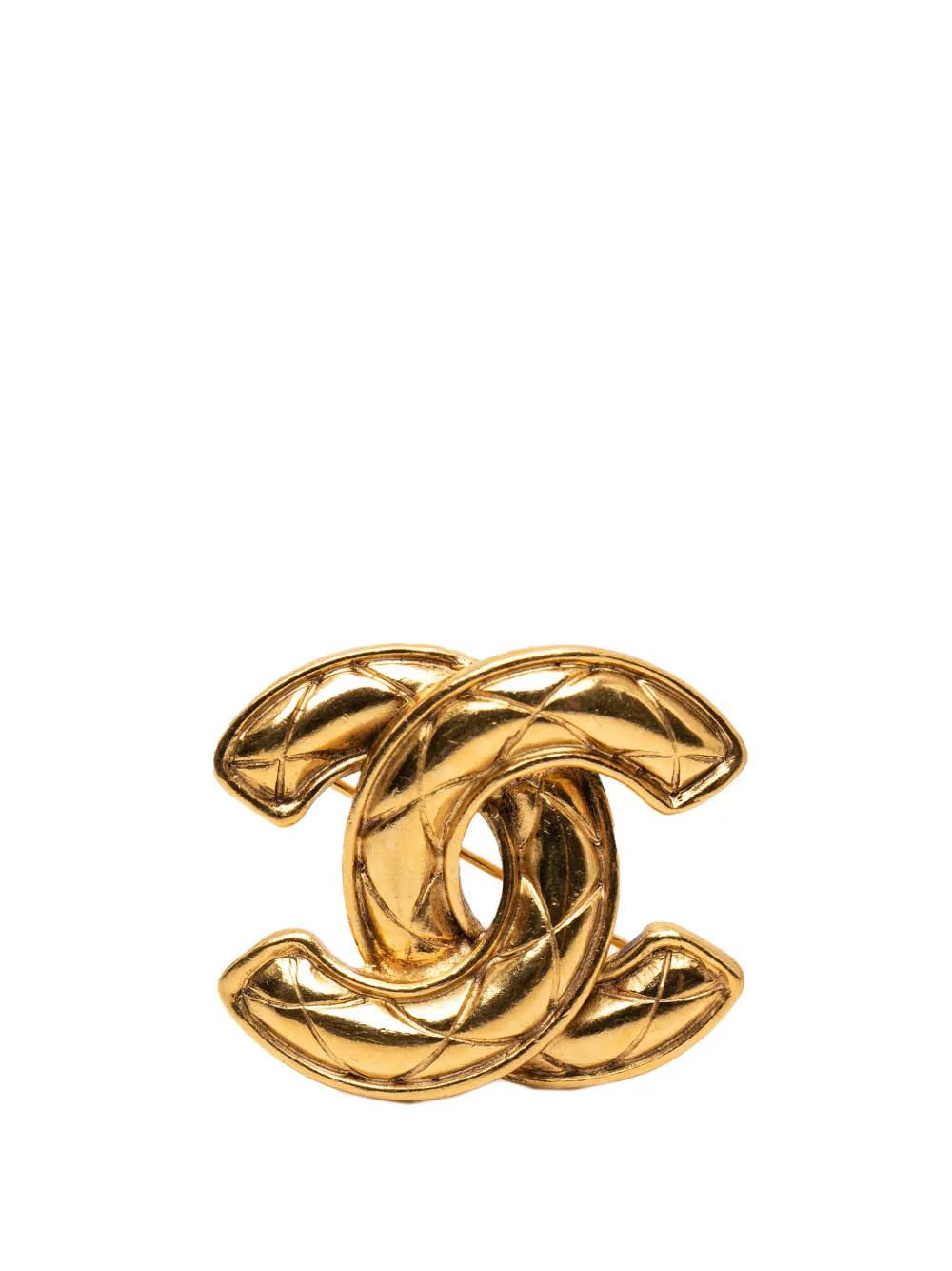 1970-1980 Gold Plated Quilted CC Brooch costume brooch | Farfetch Global