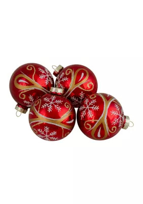 Northlight 4ct Red and Gold Glass Hanging Christmas Ball Ornaments 2.5-Inch (67mm) | Belk