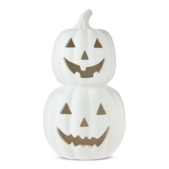 Stacked Pumpkins Tabletop Decor, White, 11.25", Halloween by Way To Celebrate | Walmart (US)