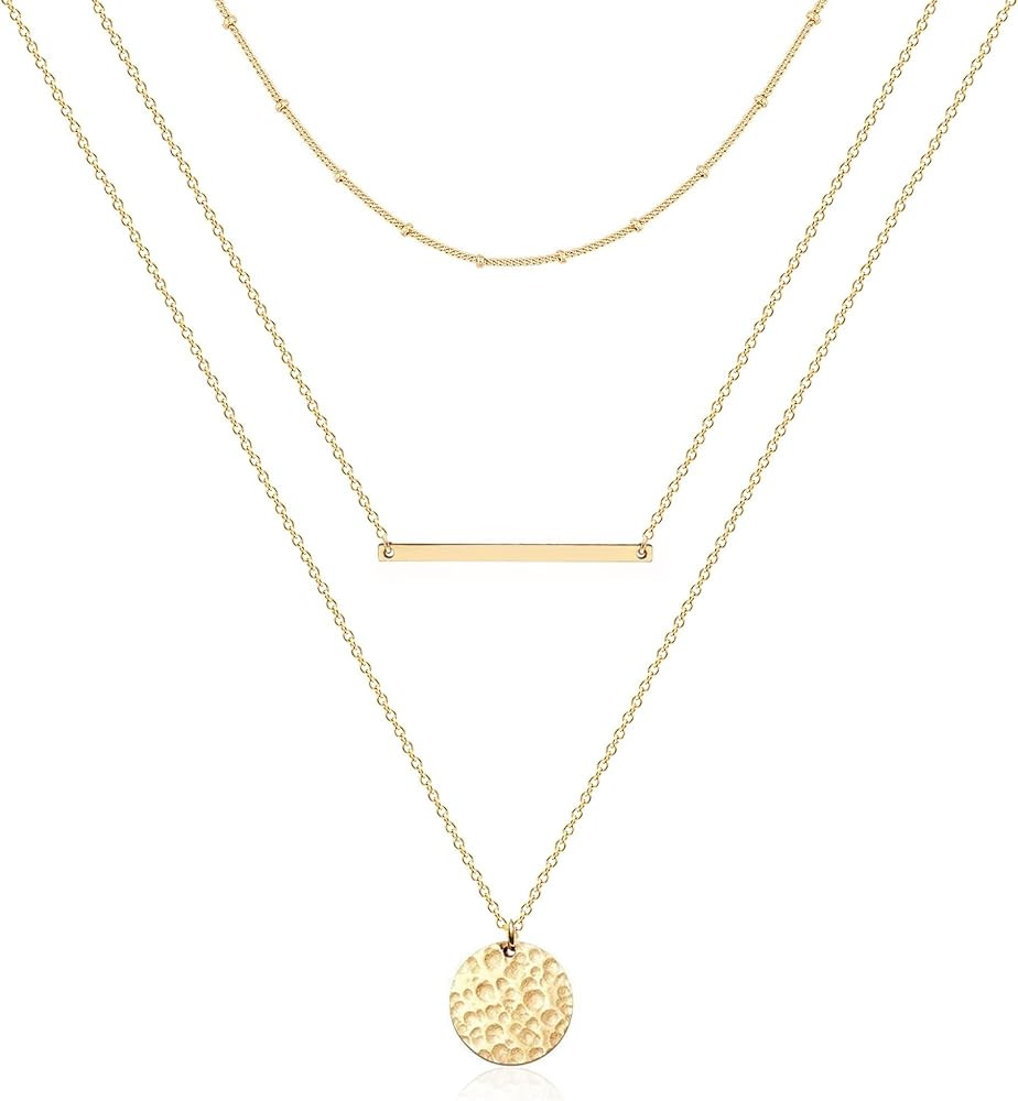 Ldurian Layered Necklaces for Women - 14K Dainty Gold Plated Layering Chokers Necklaces Set Multi... | Amazon (US)
