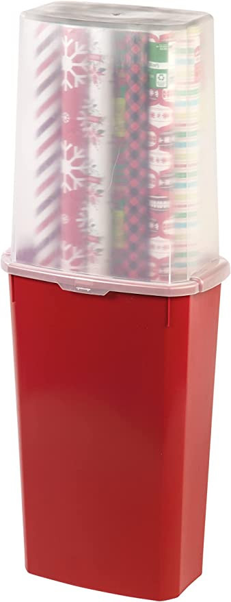 IRIS USA 40" Wrapping Paper Storage Container with Built-in Handles, 1 Pack, Fits up to 20 Rolls ... | Amazon (US)