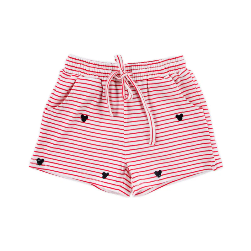 Mouse Ears Schiffli Red Stripe Shorts | Classic Whimsy