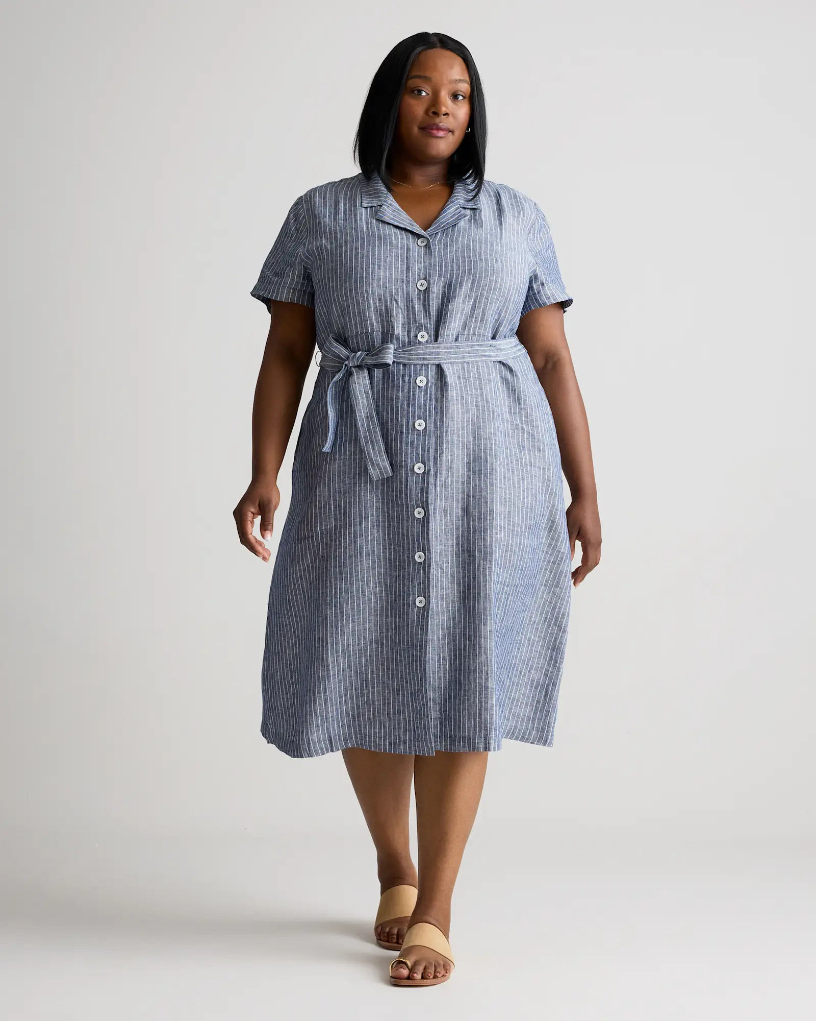 Extended Sizes 100% European Linen Button Front Dress | Quince