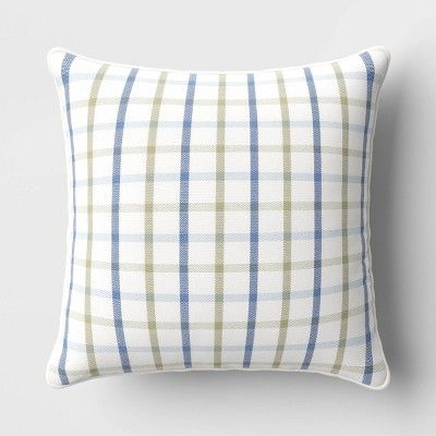 Woven Grid Square Throw Pillow White/blue/light Green - Threshold™ : Target | Target