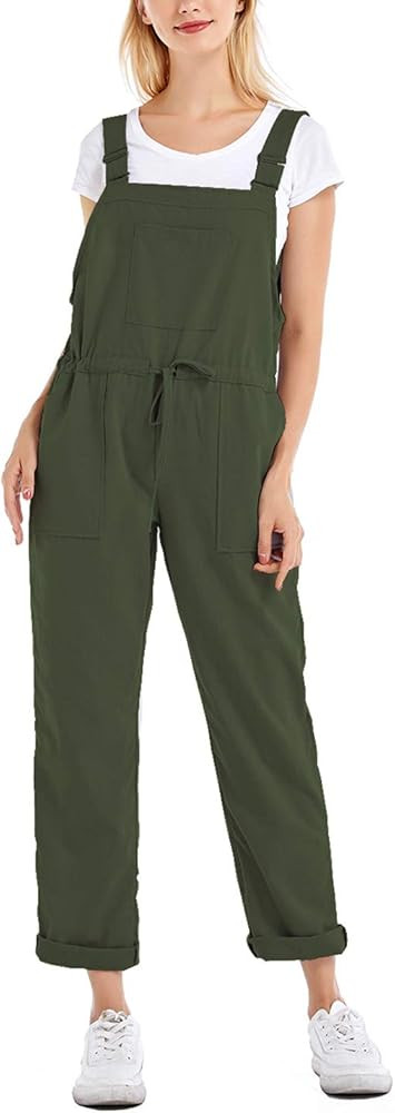 Amazon.com: Gihuo Women's Casual Adjustable Straps Loose Overalls Jumpsuit（ArmyGreen-M） : Clo... | Amazon (US)