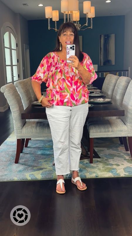 Floral pink top from Terra and Sky with Time and Tru white jeans. 

Summer cuteness!!

#plussizetop
#jeans
#walmartfashion

#LTKplussize #LTKfindsunder50