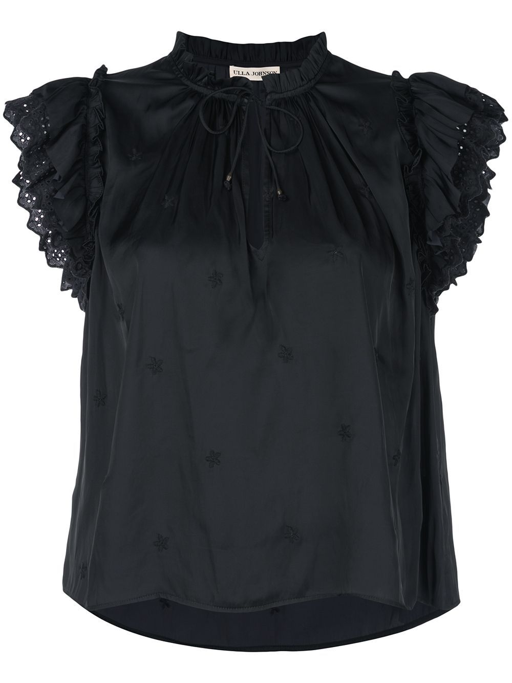 Ulla Johnson short flutter sleeves top - Black | FarFetch Global
