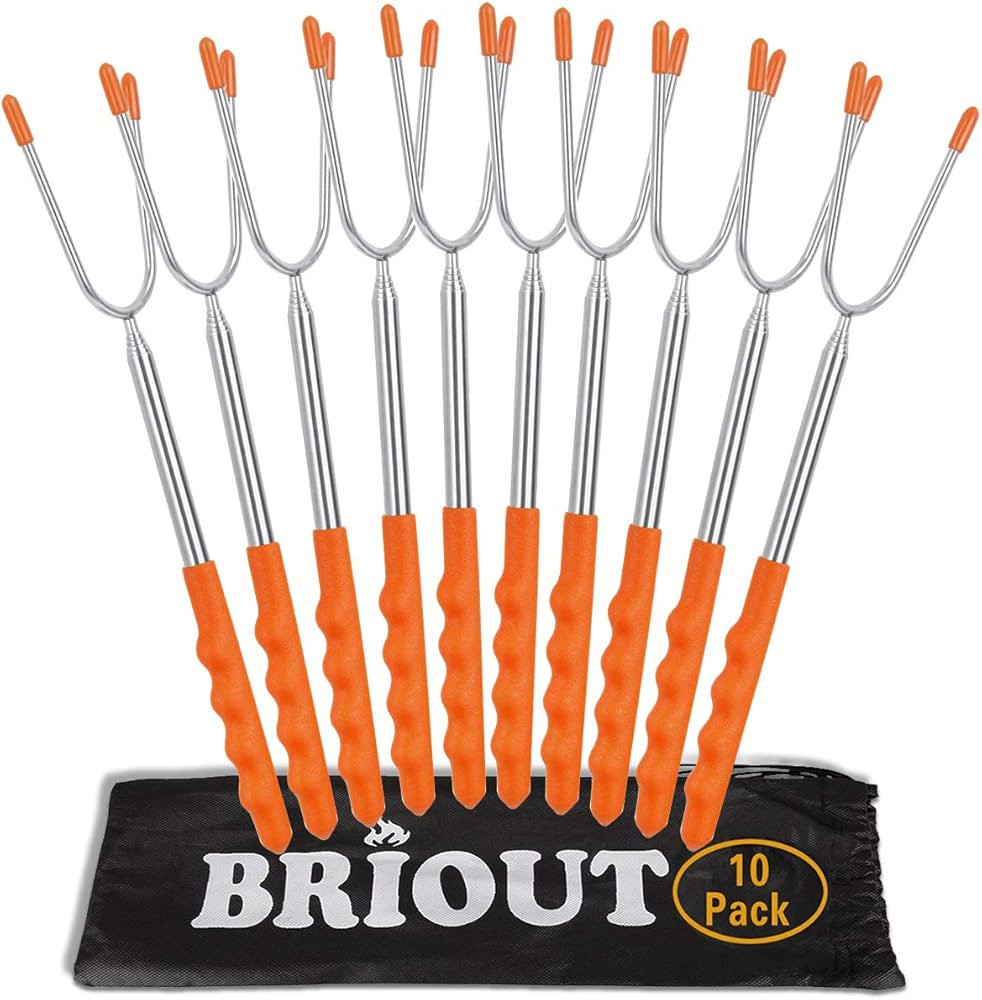 Briout Marshmallow Roasting Sticks 10 Pack Extra Long 45’’ Stainless Telescoping Hot Dog Smor... | Amazon (US)