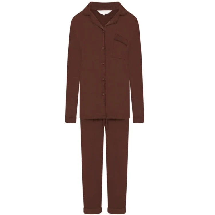 Rayon Stretch Pyjama Trouser Set - Cocoa | The NAP Co