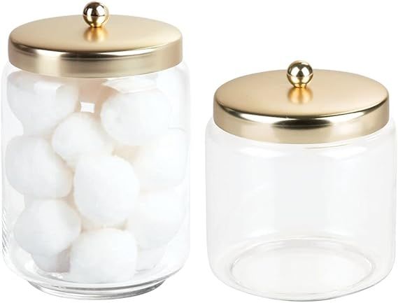 mDesign Glass Bathroom Vanity Apothecary Storage Organizer Canister Jar for Cotton Balls, Swabs, ... | Amazon (US)