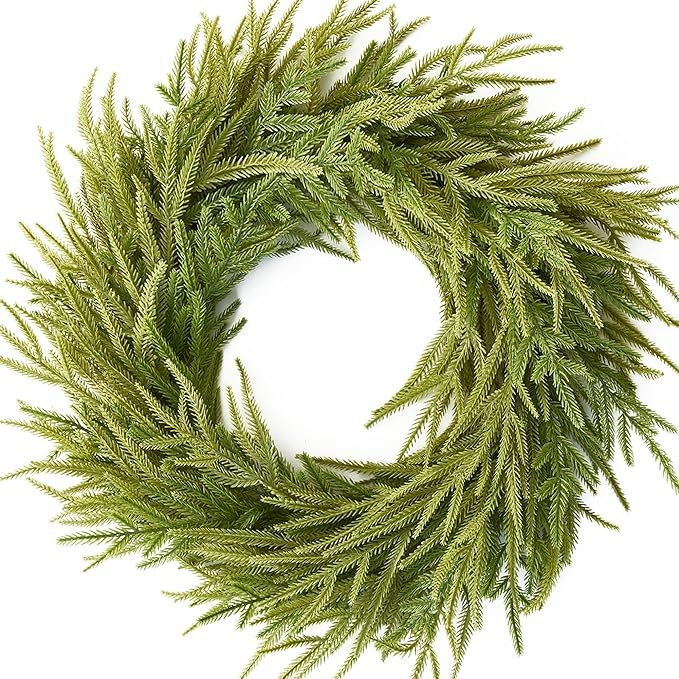 Christmas Wreath - 24 inch Artificial Wreath for Front Door - Cedar Wreath for Indoor Outdoor Far... | Amazon (US)