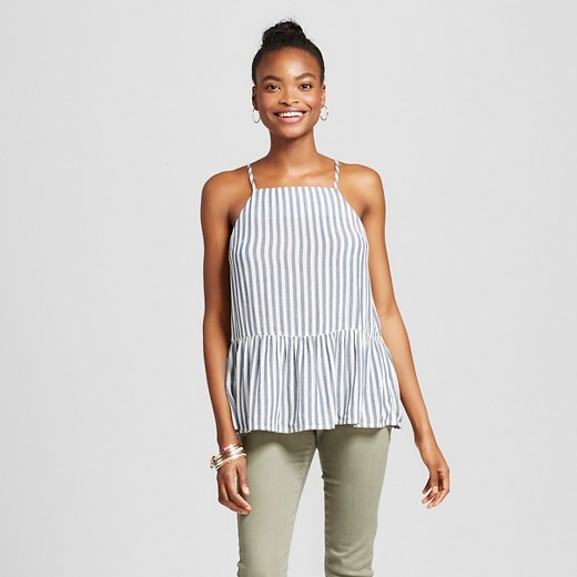 Women's Drapey Woven Tank - Mossimo Supply Co.™ Blue and White Stripe | Target