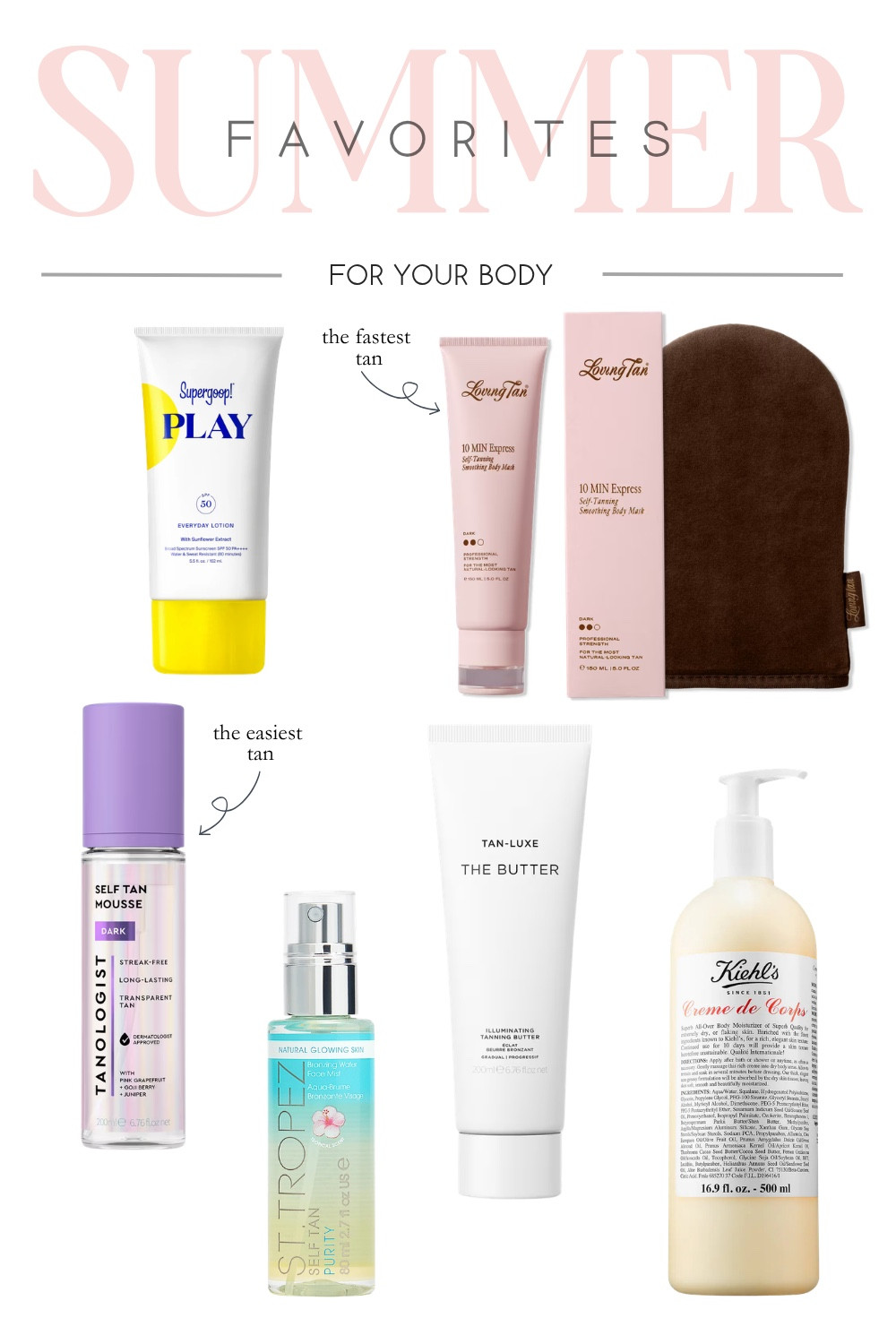 These are the products responsible for my summer glow. From SPF and self-tanner to hydrating body care, these favorites help keep skin protected, moisturized, and bronzed all season long. If you’re looking for an easy summer beauty routine, these are the products I’d recommend first.

#LTKSeasonal #LTKBeauty