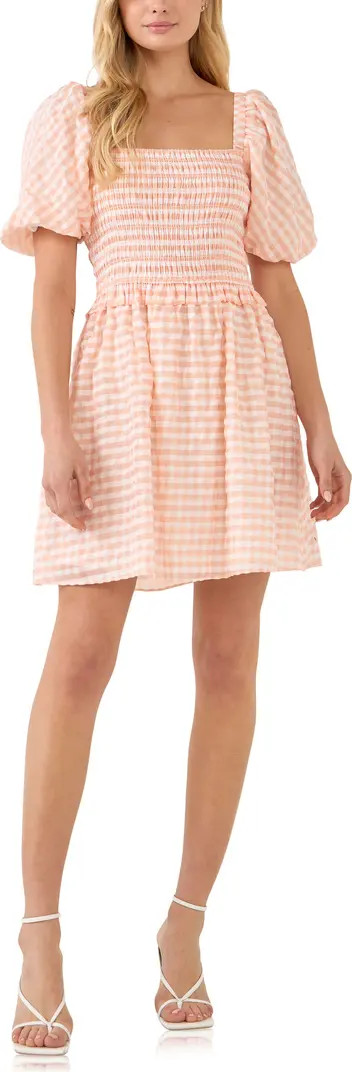 Gingham Smocked Minidress | Nordstrom