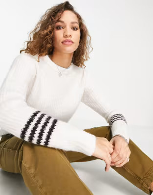 Topshop knitted mid jumper with stripe sleeve | ASOS | ASOS (Global)