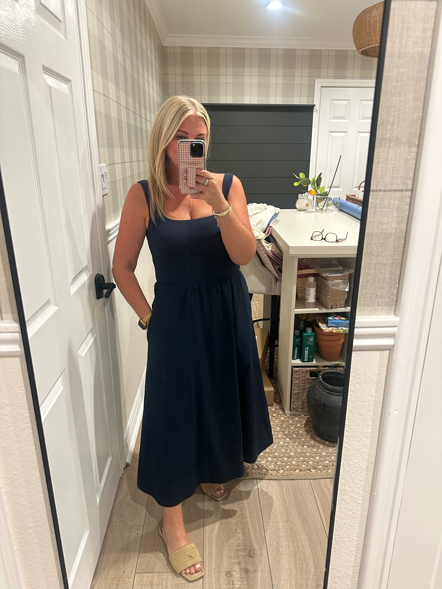 The most comfortable dress I own I’m pretty sure. Pockets, lined, just perfection. Im wearing a M. These sandals are some of my favorites too! Love the neutral color.

#LTKSeasonal #LTKOver40 #LTKMidsize