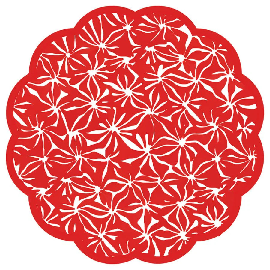 Cha Cha Red Scalloped Paper Placemats by Lucy Grymes | Lucy Grymes Designs