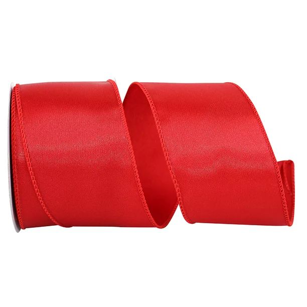 The Ribbon Roll - T92575W-065-40F, Satin Value Wired Edge Ribbon, Red, 2-1/2 Inch, 10 Yards - Wal... | Walmart (US)