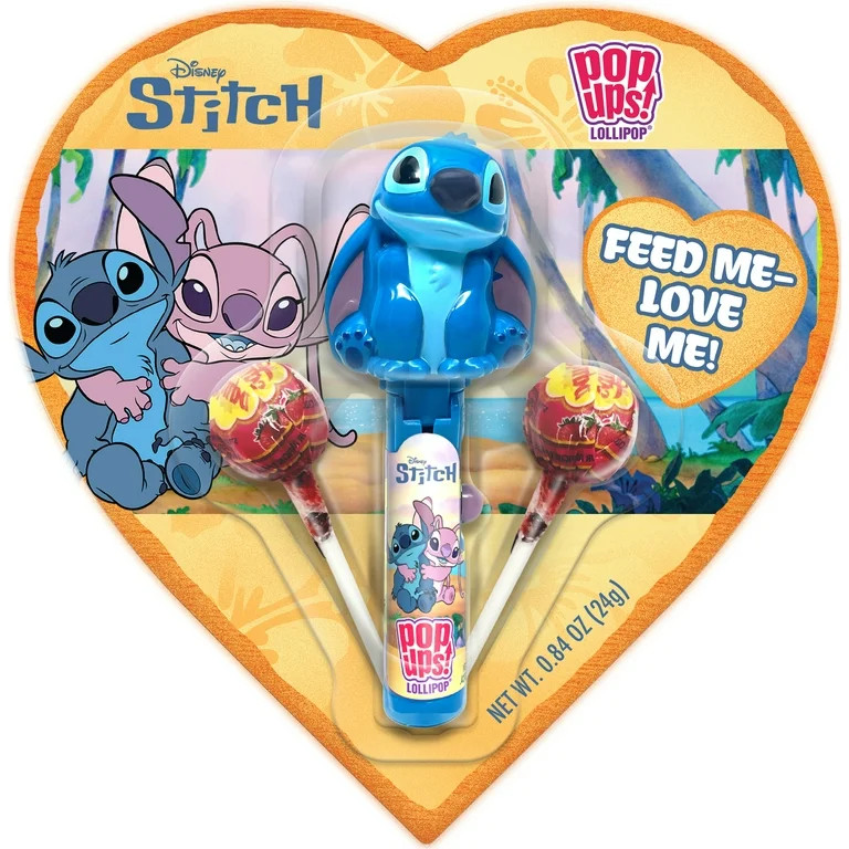 Flix Candy Valentine's Day Stitch Lollipops & Suckers, Tropical Flavor, Blister Card, 0.84 oz | Walmart (US)
