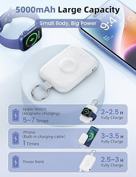 RORRY Portable Apple Watch Charger,5000mAh iWatch Wireless Charger Power Bank with Built-in Cable... | Amazon (US)