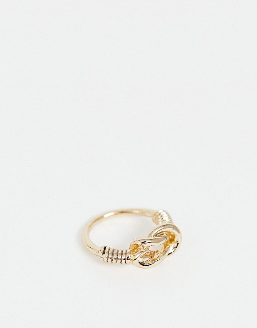 ASOS DESIGN ring with knot detail in gold tone - Gold | ASOS US