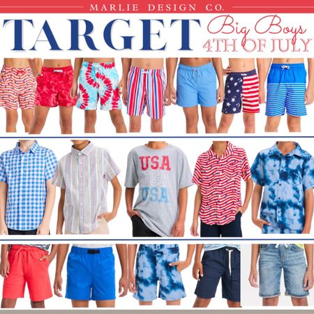Target Big Boys 4th of July outfit | little boys 4th of July outfit | boys 4th of July outfit | red white and blue outfits | swim trunks | shorts | button up shirts | Target | Target style 

#LTKunder50 #LTKkids #LTKfamily