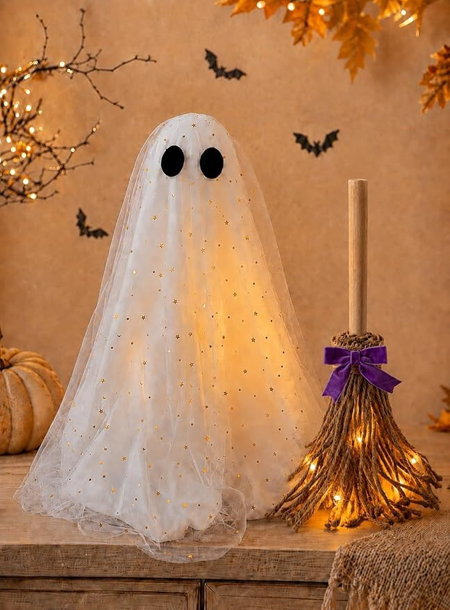 Halloween Decorations - Ghost and Witch Broom Set | Amazon (US)