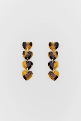 Brown Tortoise Heart Drop Earrings | Avara