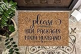 Please Hide Packages from Husband | Funny Doormat | Welcome Mat | Funny Door Mat | Funny Gift | Home | Amazon (US)