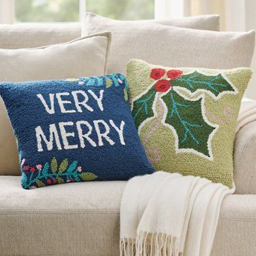 Christmas Cheer Hooked Pillows | Grandin Road