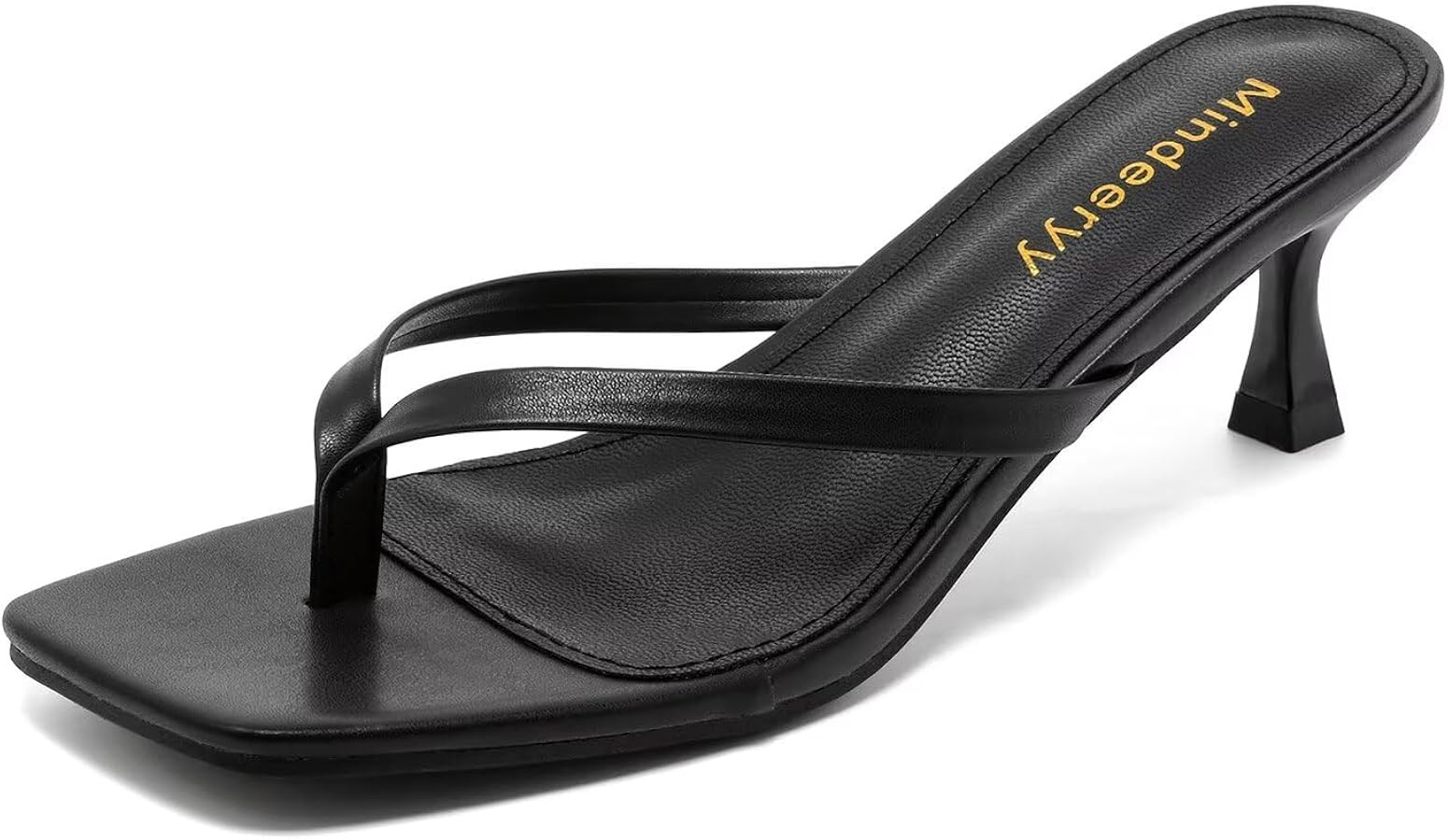 Thong Sandals Kitten Heels Square Toe Flip Flops Slip On Heels for Women Kitten Heel Sandals Low ... | Amazon (US)