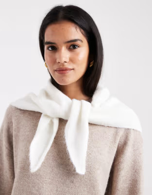 ASOS DESIGN soft knit triangle scarf in winter white | ASOS (Global)