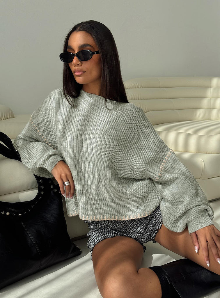 Baby I'm Back Knit Sweater Grey / Pink | Princess Polly US