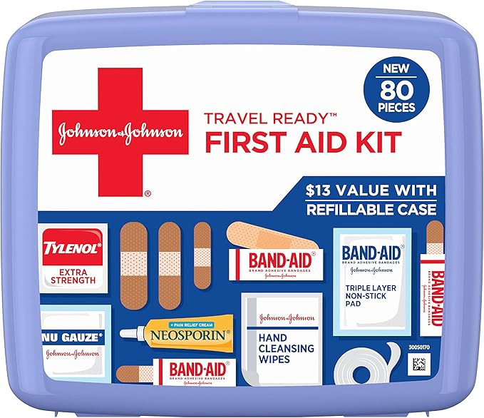 Johnson & Johnson Kit de primeros auxilios de emergencia portátil listo para viajes para el cuid... | Amazon (US)