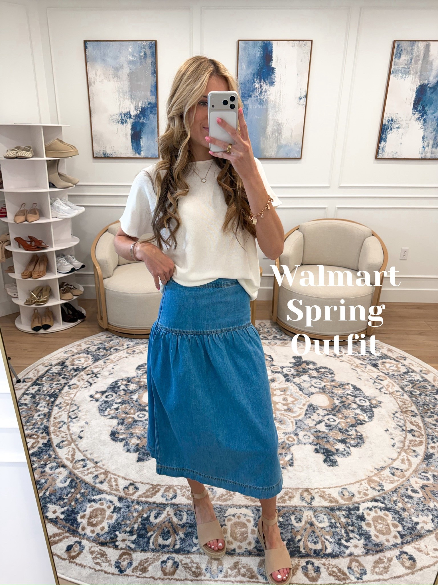 This gathered denim midi skirt from Walmart is a spring wardrobe must — gathered waist, midi length, classic medium wash denim, and so flattering. Pairs effortlessly with a simple white tee for the perfect casual chic look. 

#LTKSeasonal #LTKootd #LTKTall