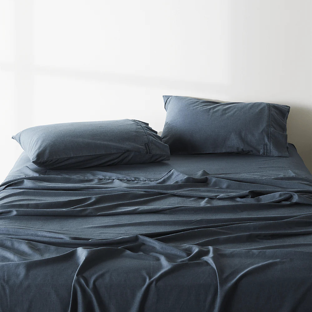 Ettitude CleanBamboo Hemp Linen + Pillowcase Set - Ink / Standard | Sabavi Home
